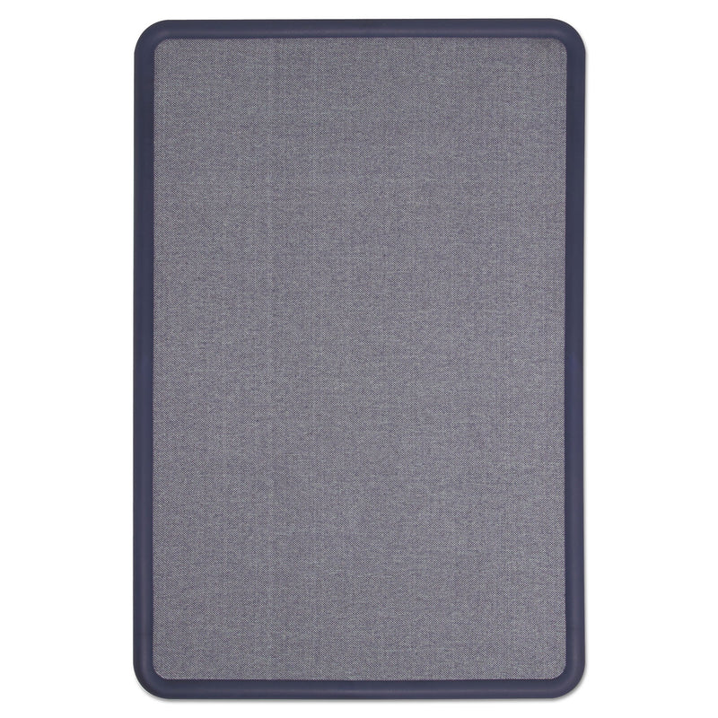 Quartet Contour Fabric Bulletin Board, 36 x 24, Light Blue, Plastic Navy Blue Frame