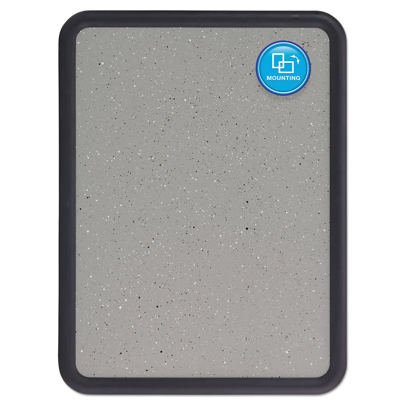 Quartet Contour Granite Gray Tack Board, 36 x 24, Black Frame
