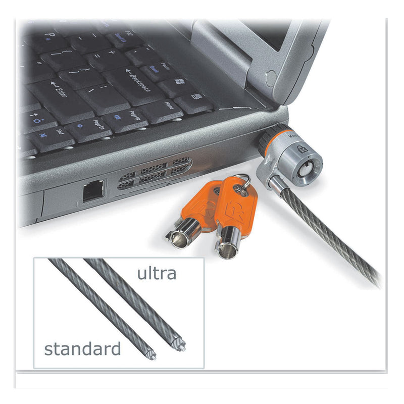 Kensington MicroSaver Keyed Ultra Laptop Lock, 6 ft Carbon Strengthened Steel Cable, 2 Keys