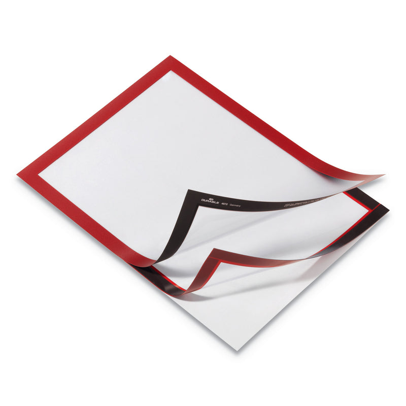 Durable DURAFRAME Sign Holder, 8.5 x 11, Red Frame, 2/Pack