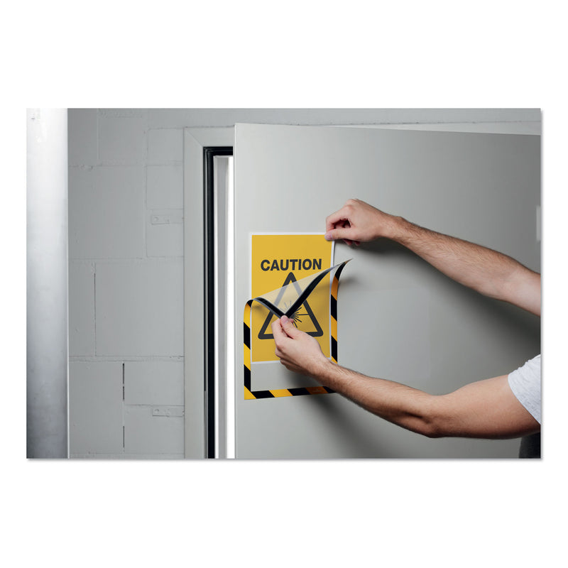 Durable DURAFRAME Security Magnetic Sign Holder, 8.5 x 11, Yellow/Black Frame, 2/Pack