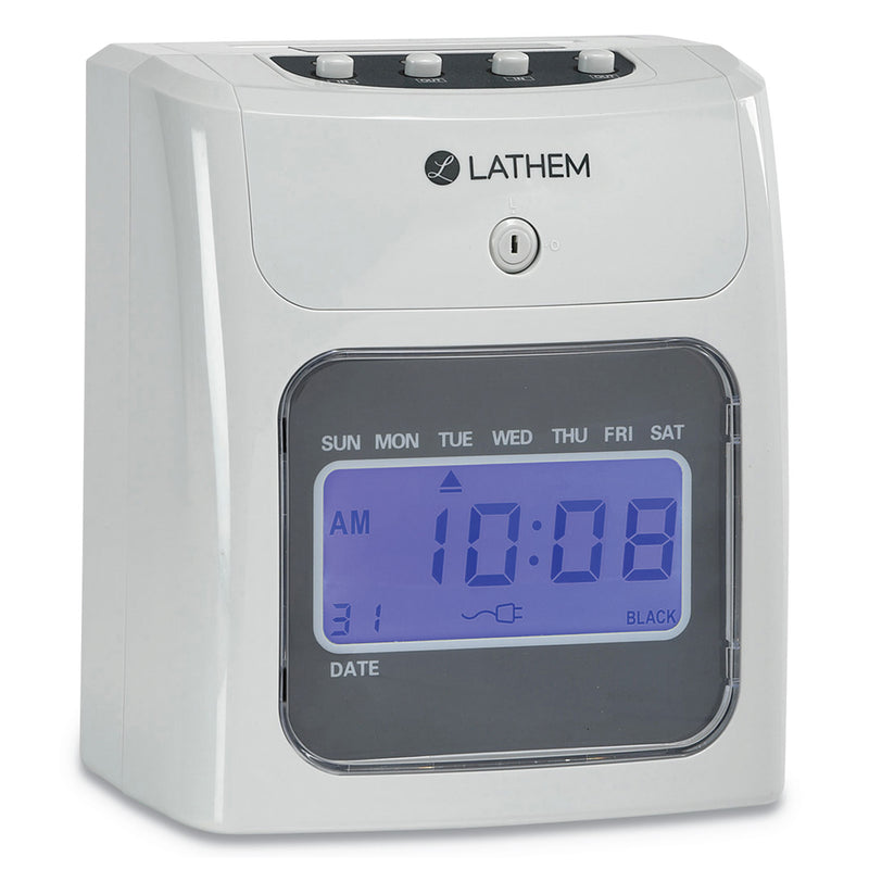 Lathem 400E Top-Feed Time Clock Bundle, Digital Display, White