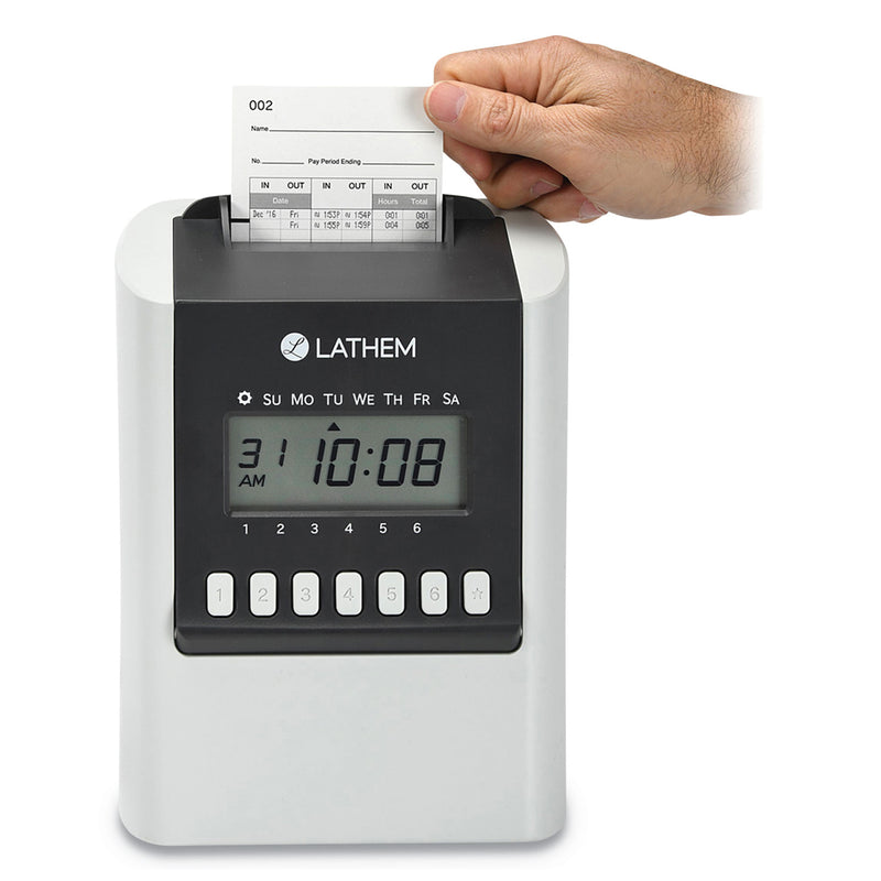 Lathem 700E Calculating Time Clock, Digital Display, White