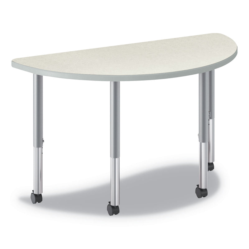 HON Build Half Round Shape Table Top, 60w x 30d, Silver Mesh
