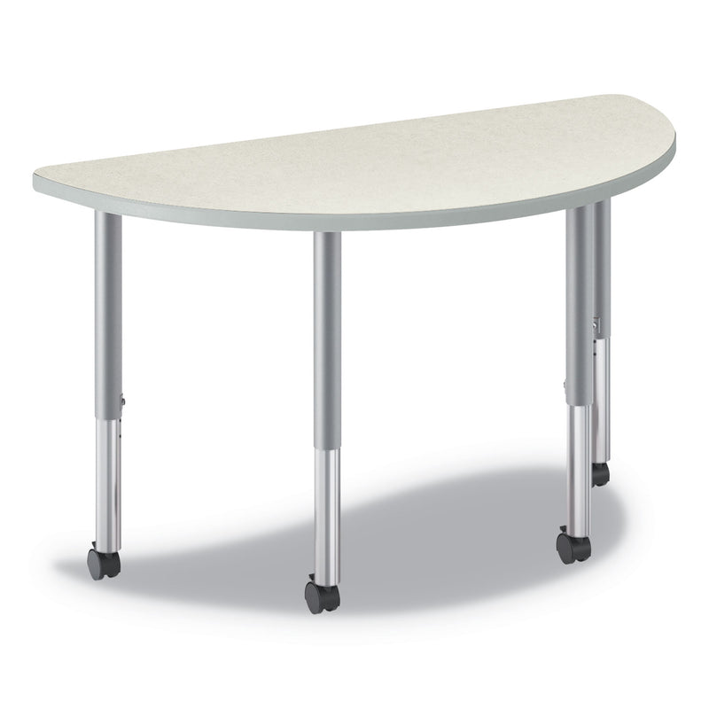 HON Build Half Round Shape Table Top, 60w x 30d, Silver Mesh