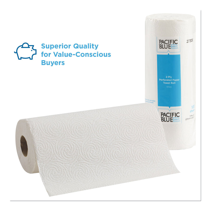 Georgia Pacific Pacific Blue Select Two-Ply Perforated Paper Kitchen Roll Towels, 2-Ply, 11 x 8.8, White, 100/Roll, 30 Rolls/Carton