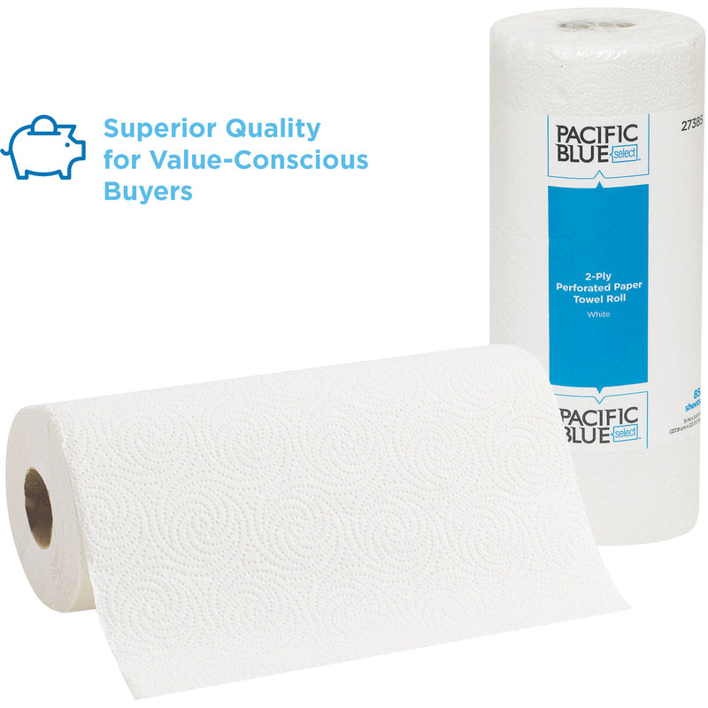 Georgia Pacific Pacific Blue Select Two-Ply Perforated Paper Kitchen Roll Towels, 2-Ply, 11 x 8.8, White, 85/Roll, 30 Rolls/Carton
