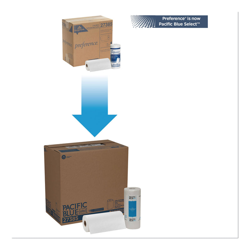 Georgia Pacific Pacific Blue Select Two-Ply Perforated Paper Kitchen Roll Towels, 2-Ply, 11 x 8.8, White, 85/Roll, 30 Rolls/Carton