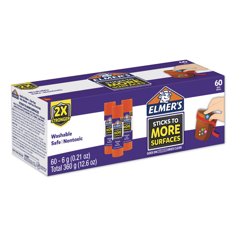 Elmer's Extra-Strength School Glue Sticks, 0.21 oz, Dries Clear, 60/Pack