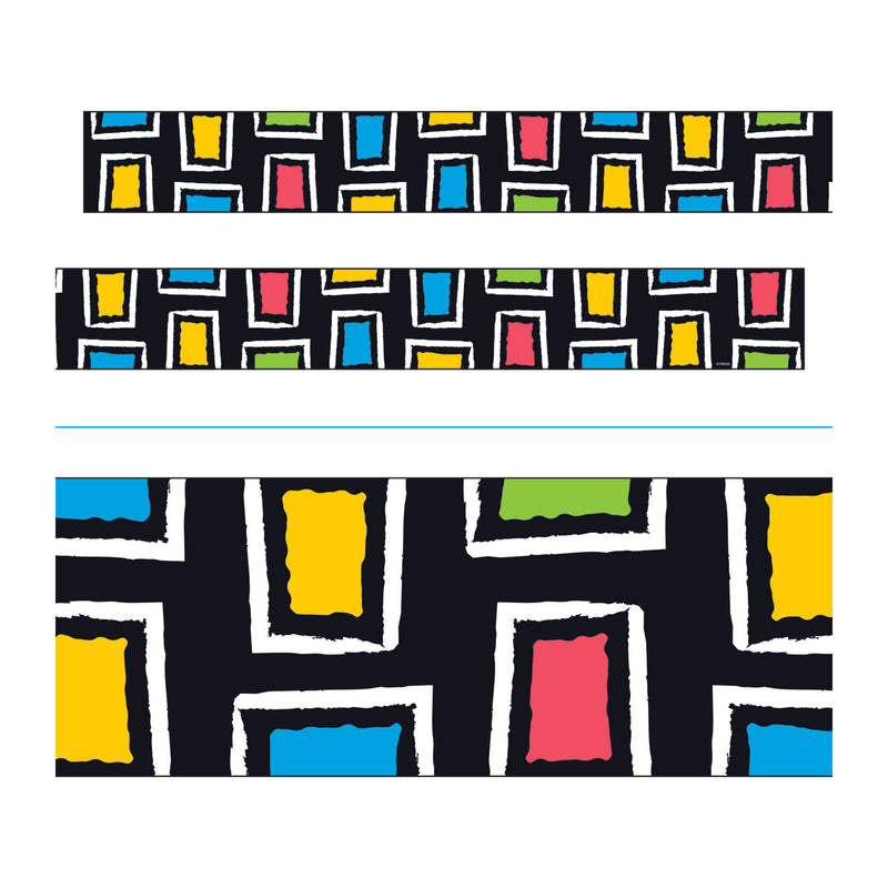 TREND Bolder Borders, 2.75" x 35.75 ft, Bold Strokes Rectangles, Assorted Colors