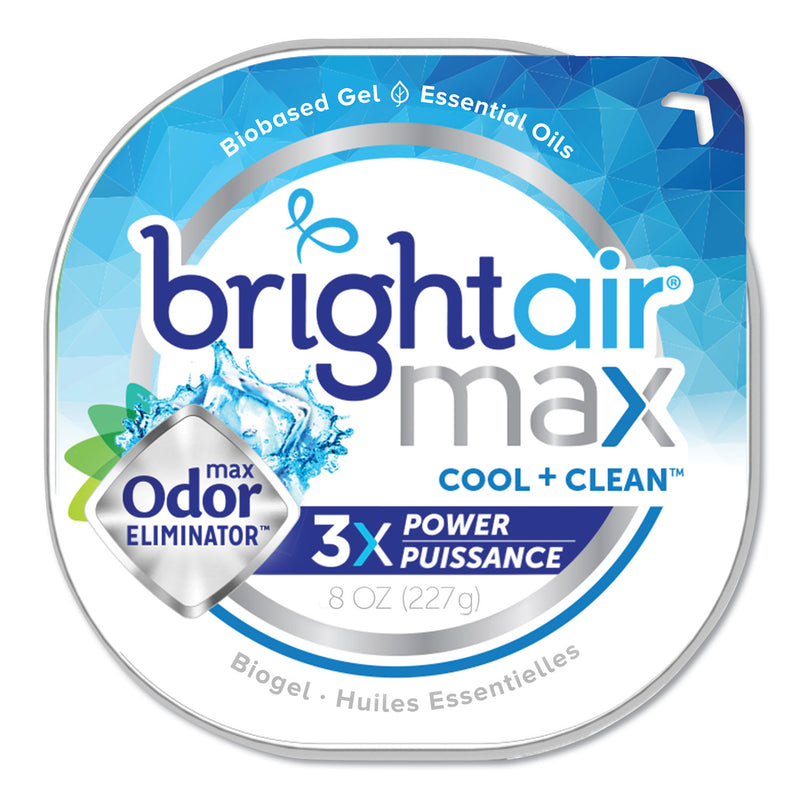 BRIGHT Air Max Odor Eliminator Air Freshener, Cool and Clean, 8 oz Jar, 6/Carton