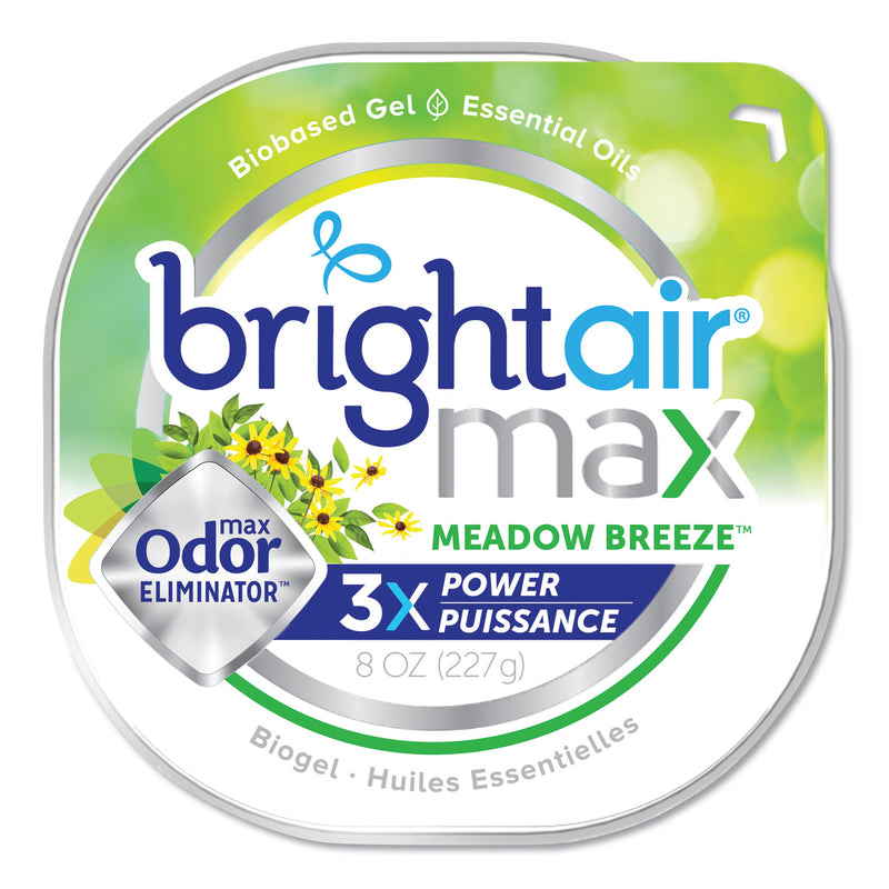 BRIGHT Air Max Odor Eliminator Air Freshener, Meadow Breeze, 8 oz Jar, 6/Carton