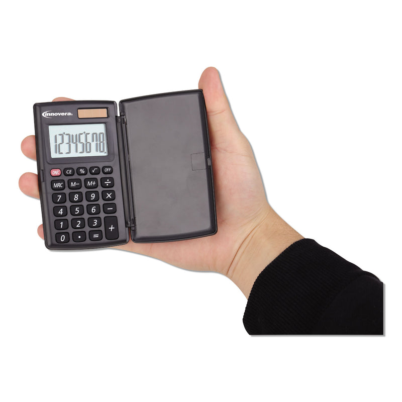 Innovera 15921 Pocket Calculator with Hard Shell Flip Cover, 8-Digit LCD