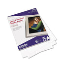 Epson Ultra Premium Glossy Photo Paper, 11.8 mil, 4 x 6, Glossy Bright White, 60/Pack