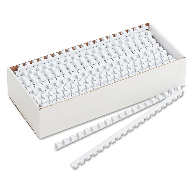 Fellowes Plastic Comb Bindings, 3/8" Diameter, 55 Sheet Capacity, White, 100/Pack