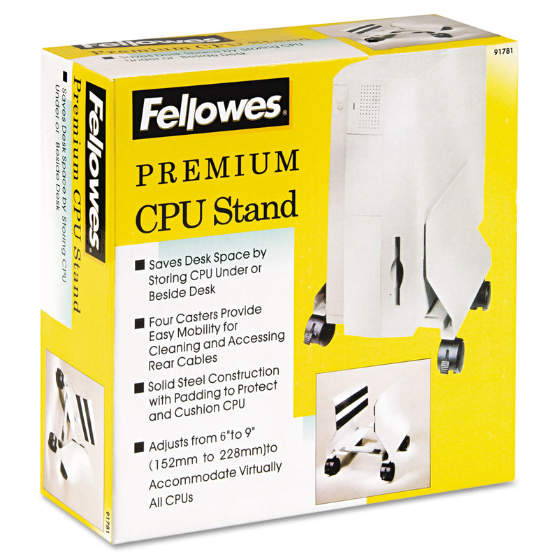Fellowes Premium CPU Stand, Supports 50 lb, 8w x 9d x 9.5h, Platinum