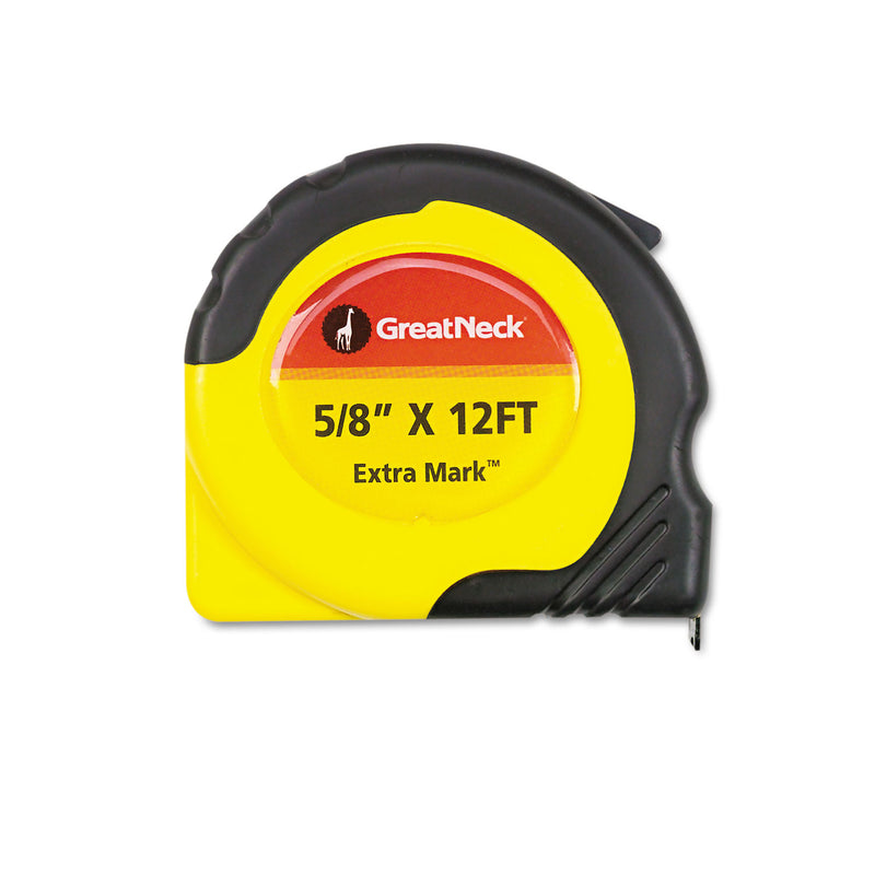 Great Neck ExtraMark Power Tape, 0.63" x 12 ft, Steel, Yellow/Black