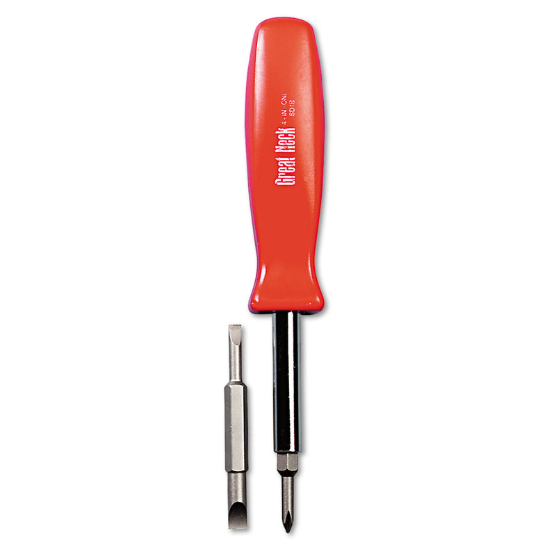 4 in-1 Screwdriver w/Interchangeable Phillips/Standard Bits, Assorted ...
