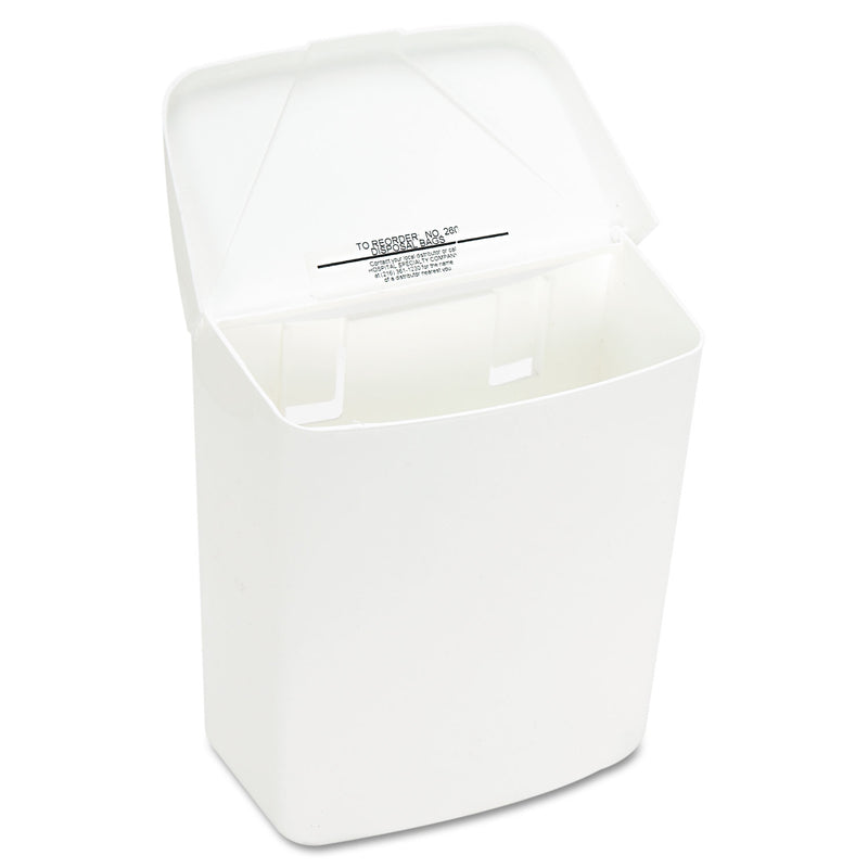 HOSPECO Wall Mount Sanitary Napkin Receptacle-ABS, PPC Plastic, 1 gal, White