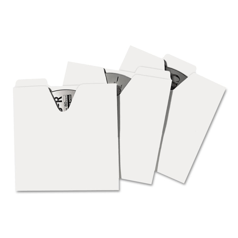 Vaultz CD File Folders, 1 Disc Capacity, White, 100/Pack