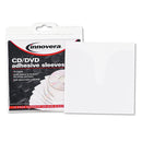 Innovera Self-Adhesive CD/DVD Sleeves, 1 Disc Capacity, Clear, 10/Pack