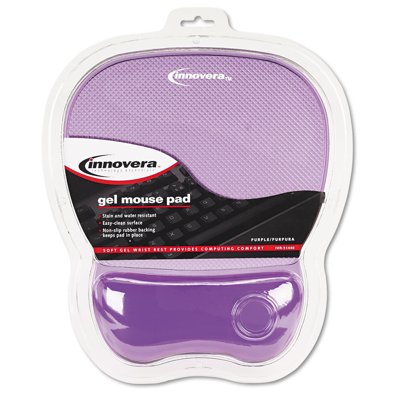Innovera Mouse Pad with Gel Wrist Rest, 8.25 x 9.62, Purple