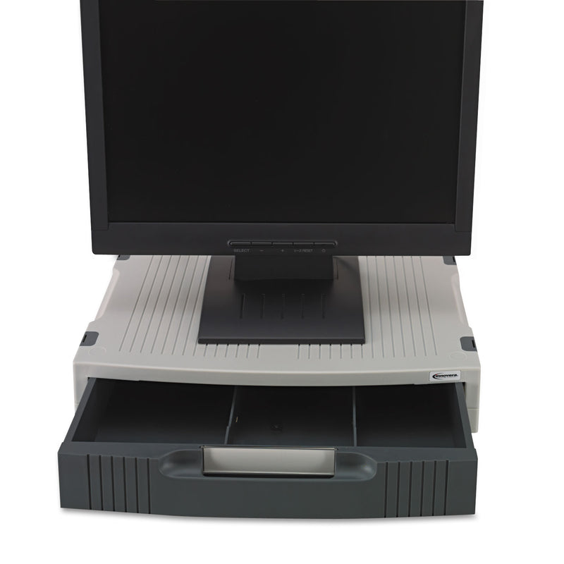 Innovera Basic LCD Monitor/Printer Stand, 15" x 11" x 3", Charcoal Gray/Light Gray