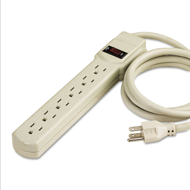 Innovera Power Strip, 6 Outlets, 4 ft Cord, Ivory