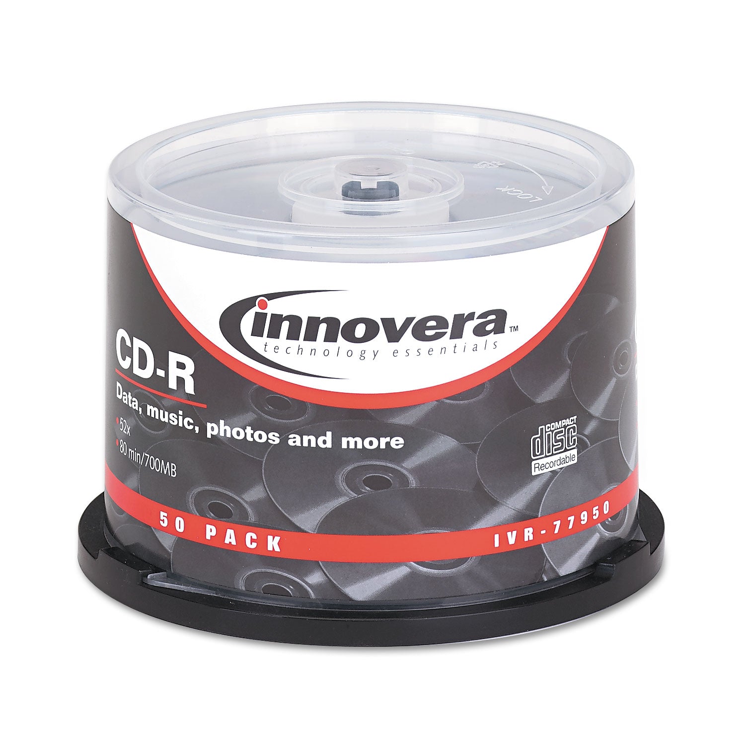 Cd R Disk CD-R Recordable Disc, 700 MB/80 min, 52x, Spindle, Silver, 50/Pack by ...