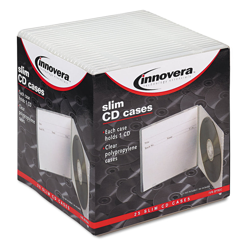 Innovera Slim CD Case, Clear, 25/Pack