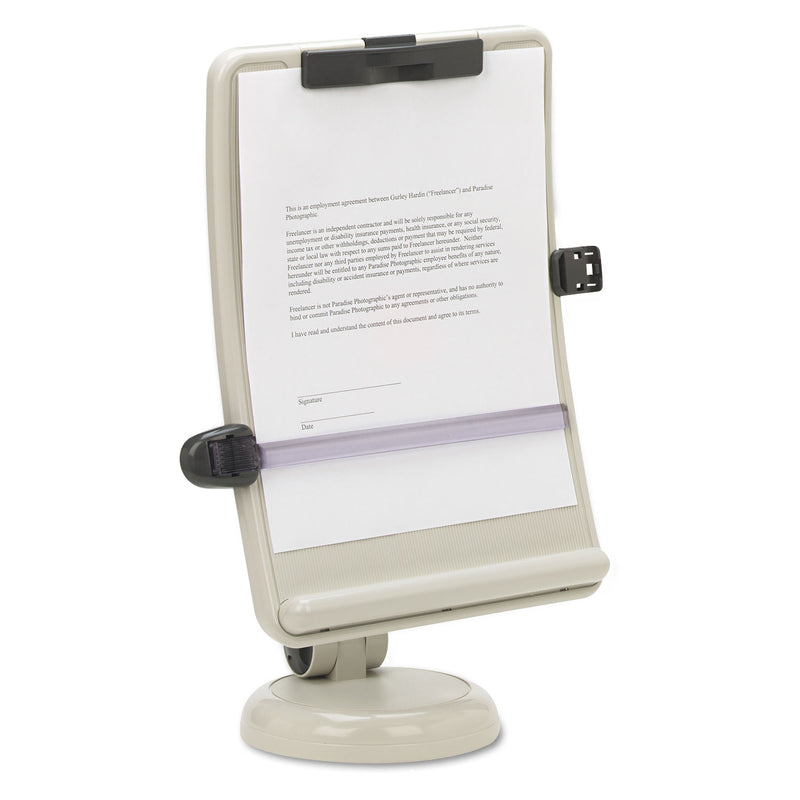 Kelly Computer Supply Copyholder with Curved Tray and Weighted Base, 75 Sheet Capacity, Plastic, Putty