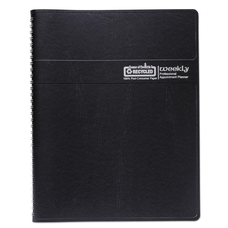 House of Doolittle Recycled Professional Weekly Planner, 15-Minute Appts, 11 x 8.5, Black Wirebound Soft Cover, 12-Month (Jan to Dec): 2023
