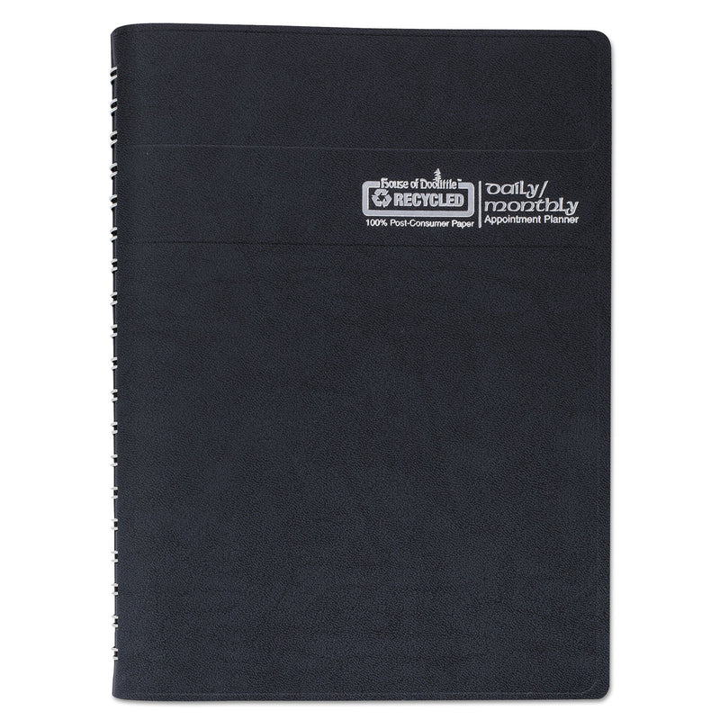 House of Doolittle 24/7 Recycled Daily Appointment Book/Monthly Planner, 10 x 7, Black Cover, 12-Month (Jan to Dec): 2023