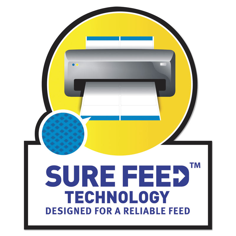 Avery White Address Labels w/ Sure Feed Technology for Laser Printers, Laser Printers, 0.5 x 1.75, White, 80/Sheet, 250 Sheets/Box