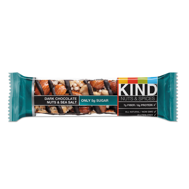 KIND Nuts and Spices Bar, Dark Chocolate Nuts and Sea Salt, 1.4 oz, 12/Box