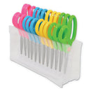 Westcott Kids' Scissors with Antimicrobial Protection, Pointed Tip, 5" Long, 2" Cut Length, Assorted Straight Handles, 12/Pack