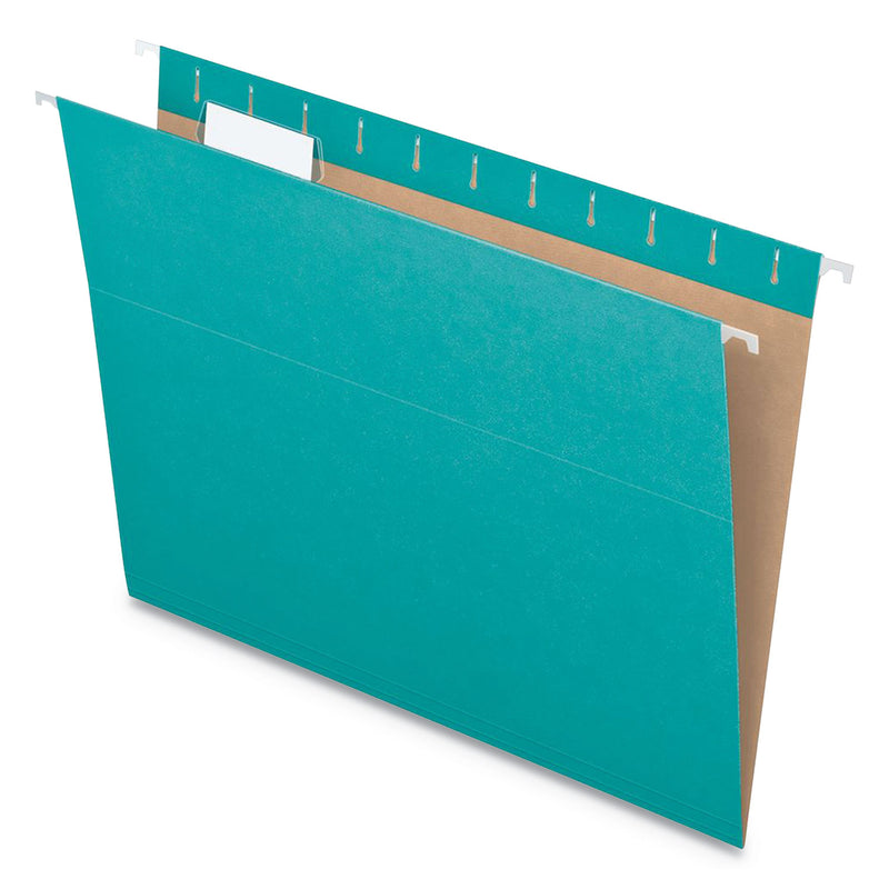 Pendaflex Colored Hanging Folders, Letter Size, 1/5-Cut Tabs, Aqua, 25/Box