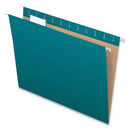 Pendaflex Colored Hanging Folders, Letter Size, 1/5-Cut Tabs, Teal, 25/Box