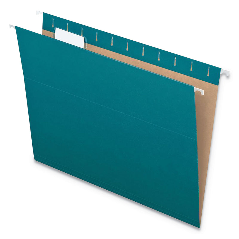 Pendaflex Colored Hanging Folders, Letter Size, 1/5-Cut Tabs, Teal, 25/Box