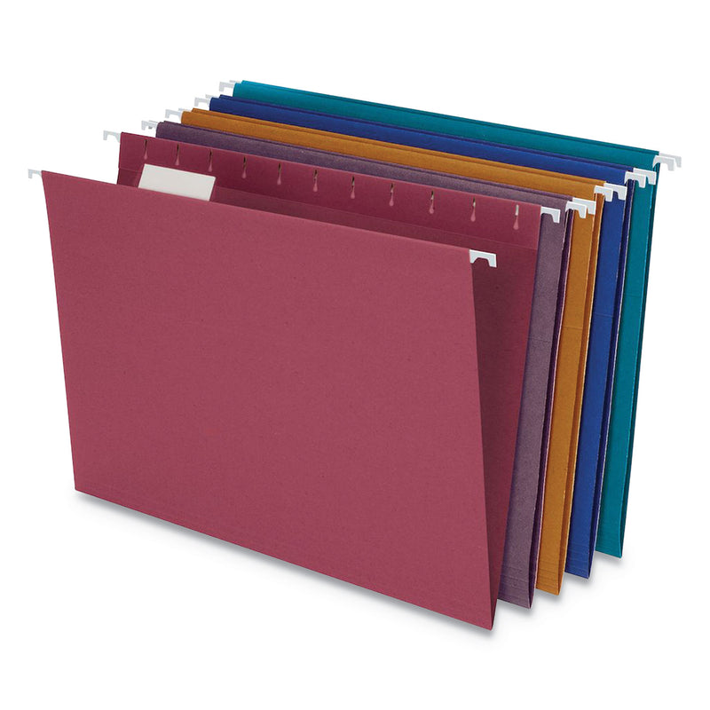 Pendaflex Earthwise by Pendaflex EZ Slide 100% Recycled Colored Hanging File Folders, Letter Size, 1/5-Cut Tabs, Assorted Colors, 20/BX