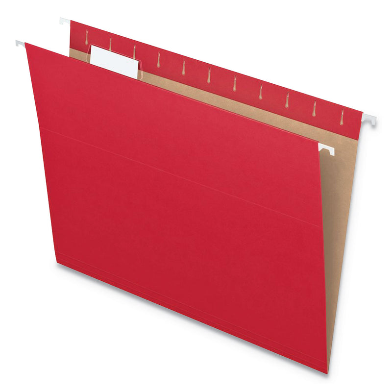 Pendaflex Colored Hanging Folders, Letter Size, 1/5-Cut Tabs, Red, 25/Box