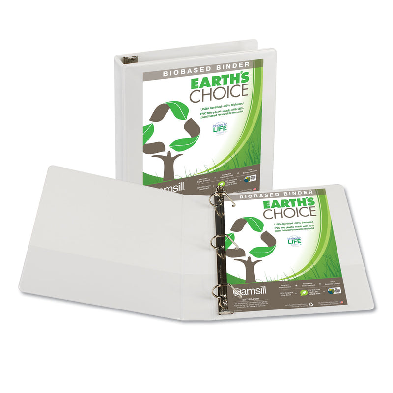 Samsill Earth's Choice Biobased D-Ring View Binder, 3 Rings, 1.5" Capacity, 11 x 8.5, White