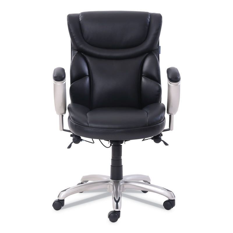 SertaPedic Emerson Task Chair, Supports Up to 300 lb, 18.75" to 21.75" Seat Height, Black Seat/Back, Silver Base