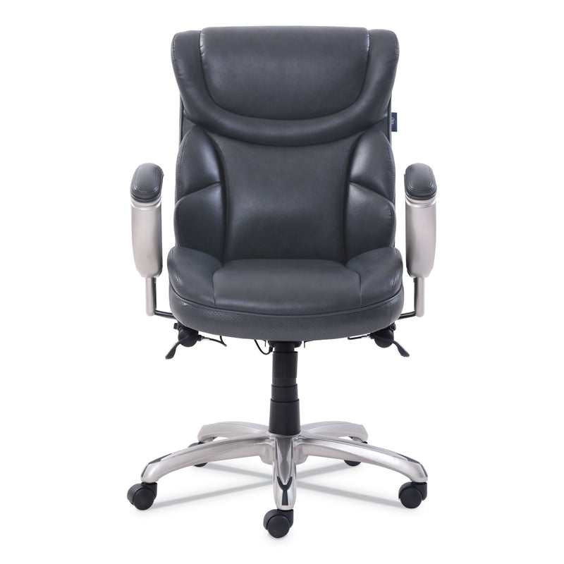 SertaPedic Emerson Task Chair, Supports Up to 300 lb, 18.75" to 21.75" Seat Height, Gray Seat/Back, Silver Base