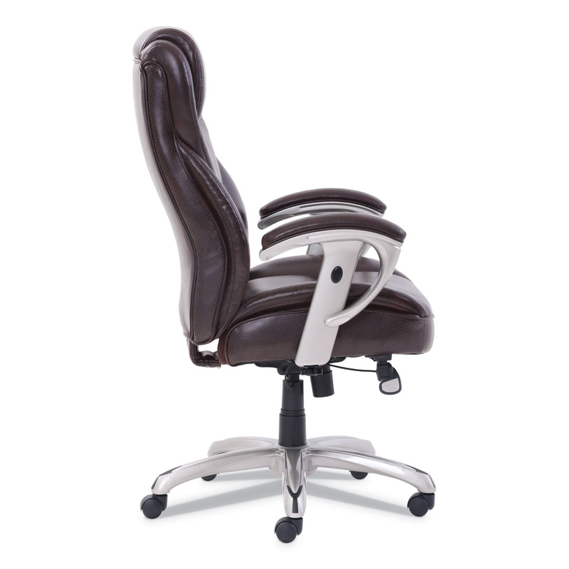 SertaPedic Emerson Big and Tall Task Chair, Supports Up to 400 lb, 19.5" to 22.5" Seat Height, Brown Seat/Back, Silver Base