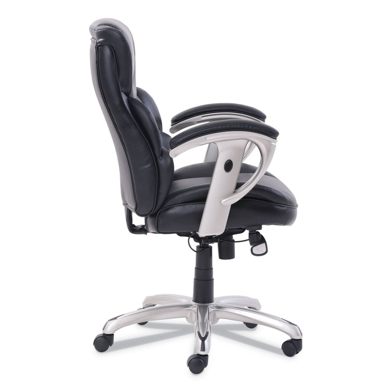 SertaPedic Emerson Task Chair, Supports Up to 300 lb, 18.75" to 21.75" Seat Height, Black Seat/Back, Silver Base