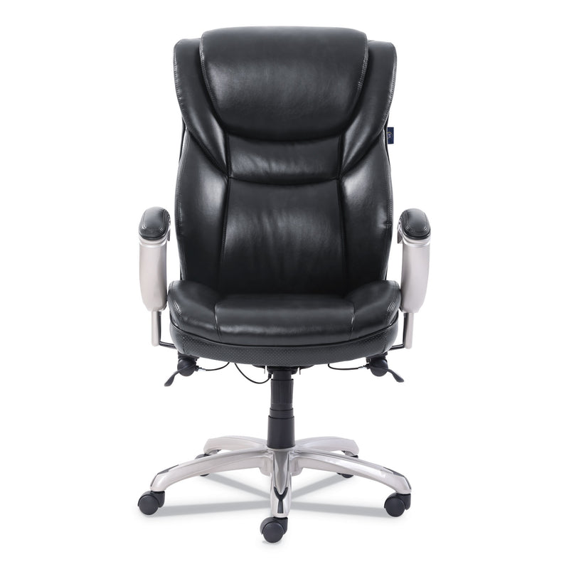 SertaPedic Emerson Executive Task Chair, Supports Up to 300 lb, 19" to 22" Seat Height, Black Seat/Back, Silver Base