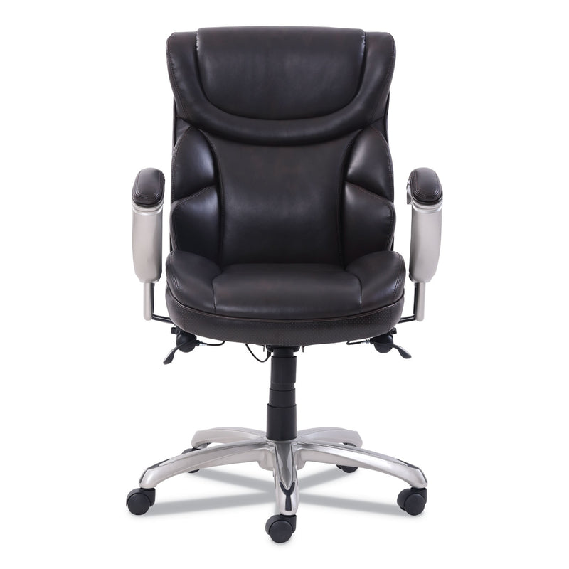 SertaPedic Emerson Task Chair, Supports Up to 300 lb, 18.75" to 21.75" Seat Height, Brown Seat/Back, Silver Base