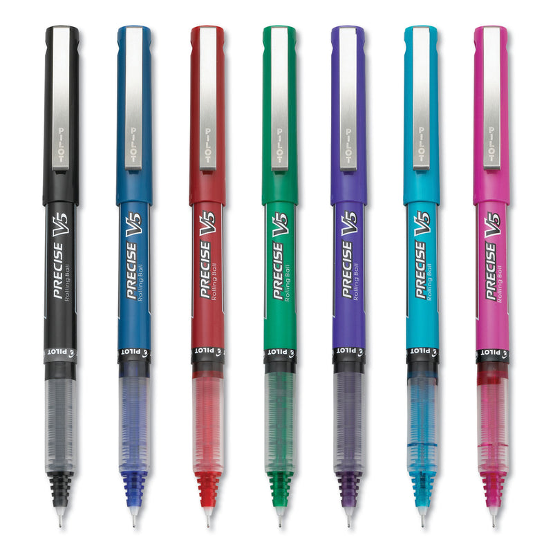 Pilot Precise V5 Roller Ball Pen, Stick, Extra-Fine 0.5 mm, Assorted Ink and Barrel Colors, 7/Pack
