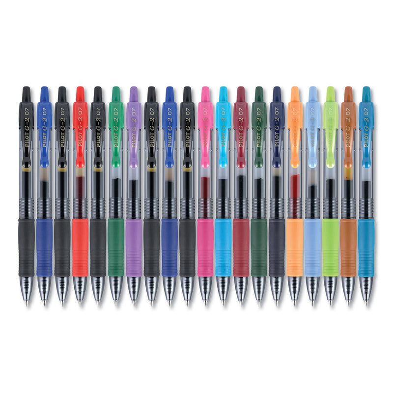 Pilot G2 Premium Gel Pen, Retractable, Fine 0.7 mm, Assorted Ink and Barrel Colors, 20/Pack